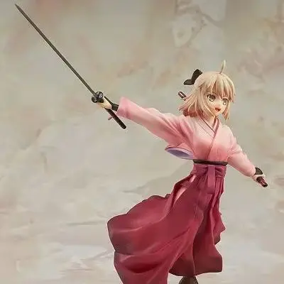 Фото Новая коллекционная фигурка GSC Fate Okita Souji 24 см в кимоно с декоративным клинком, подарок для фанатов аниме, украшение для рабочего стола №5