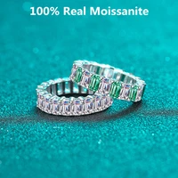 10 5ct 5 5mm eternity moissanite ring emerald cut 21pcs 0 5ct certified moissanite diamond full eternity engagement wedding band