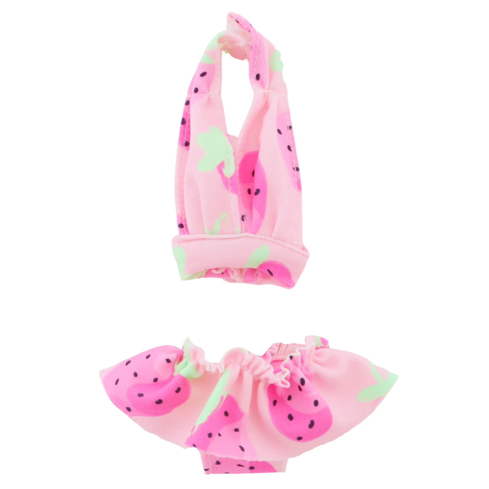 Модный милый 1x розовый купальник бикини с клубникой и лямкой на шее летний