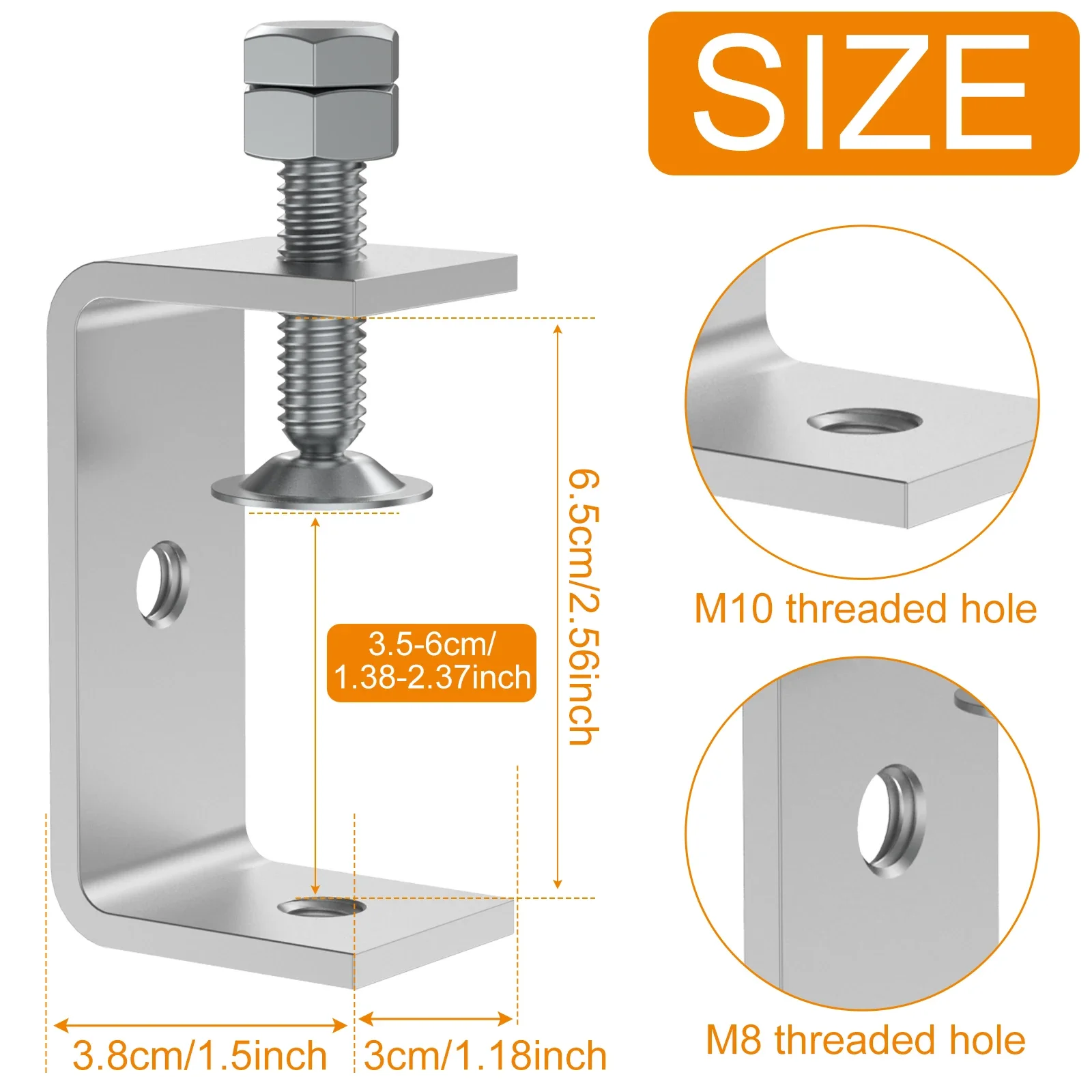 2 шт. C-образный зажим из нержавеющей стали 304 тигровые зажимы 65 мм сверхмощный