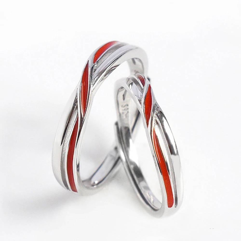 

Winding Twist Red Line Matchmaker Copper Plated Silver Couple Ring Men Women Propose Gift Finger Jewelry Wholesale Free Shipping