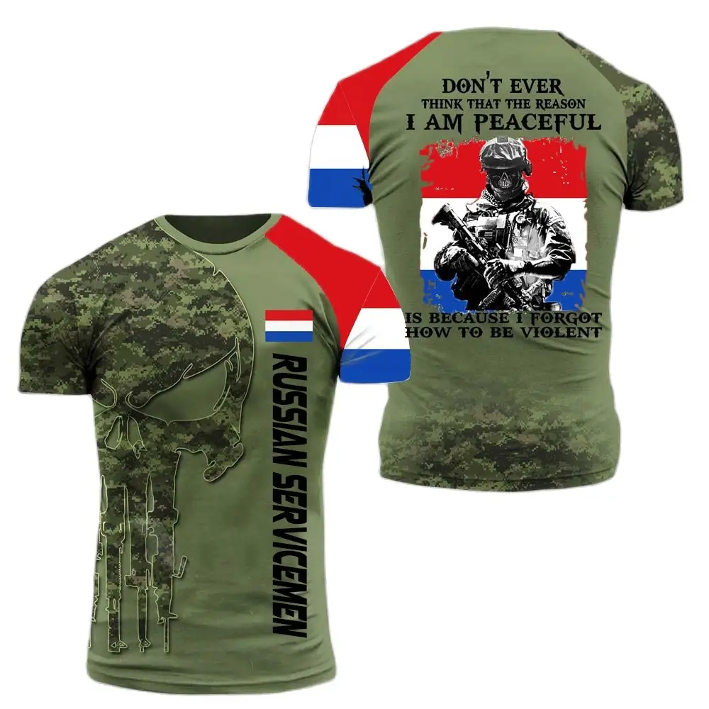 

Men's T-Shirt Russian Army Veteran Soldier Print Tops Tees Summer Pullover O-Neck Short Sleeve T-Shirt Oversized Men's Clothing