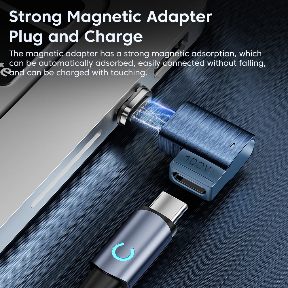 Фото Магнитный OTG адаптер Toocki с USB Type C на Type C 100 Вт, магнитный преобразователь для быстрой зарядки для iPhone, Xiaomi, Oneplus, Macbook, ноутбука №5