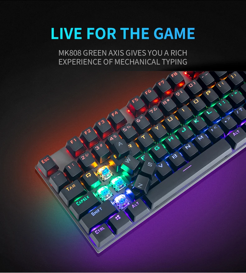 gaming mechanical keyboard usb wired 104 keys anti ghosting led backlit rgb for tablet desktop free global shipping