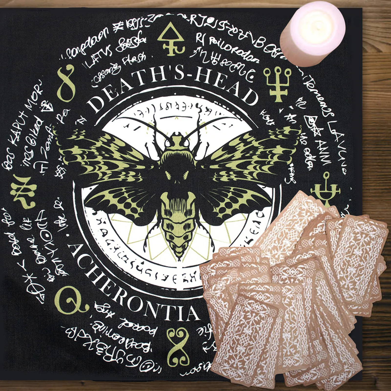

60x60cm Altar Cloth Altar Cloth With Moth Pattern Totem Moth Pattern Totem Witchcraft Astrology Linen Tapestry Altar Cloth For