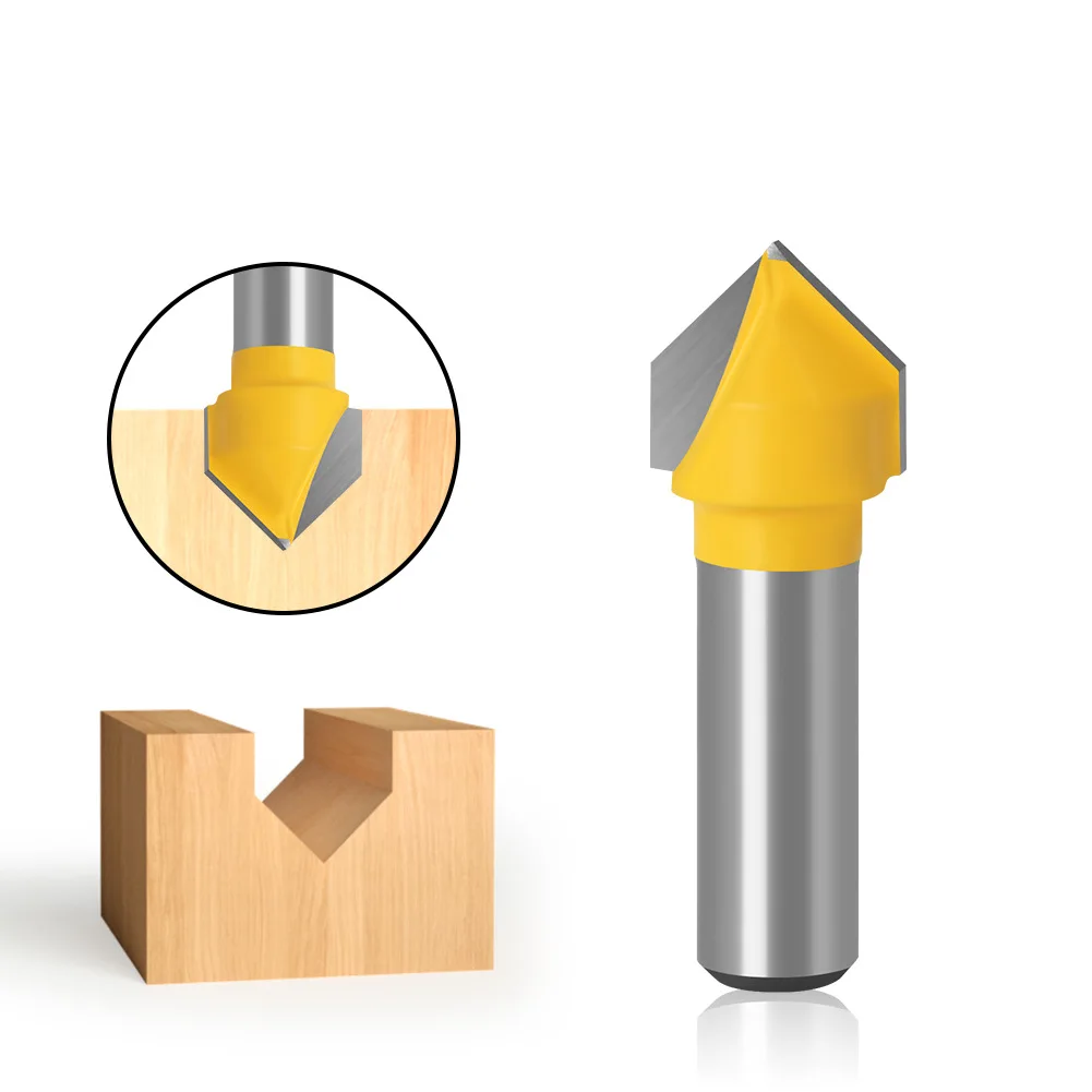 

1PC 8MM Shank Milling Cutter Wood Carving 90 Degree V Groove Template V-Groove V Grooving Router Bit Cleaning Flush Trim Corner