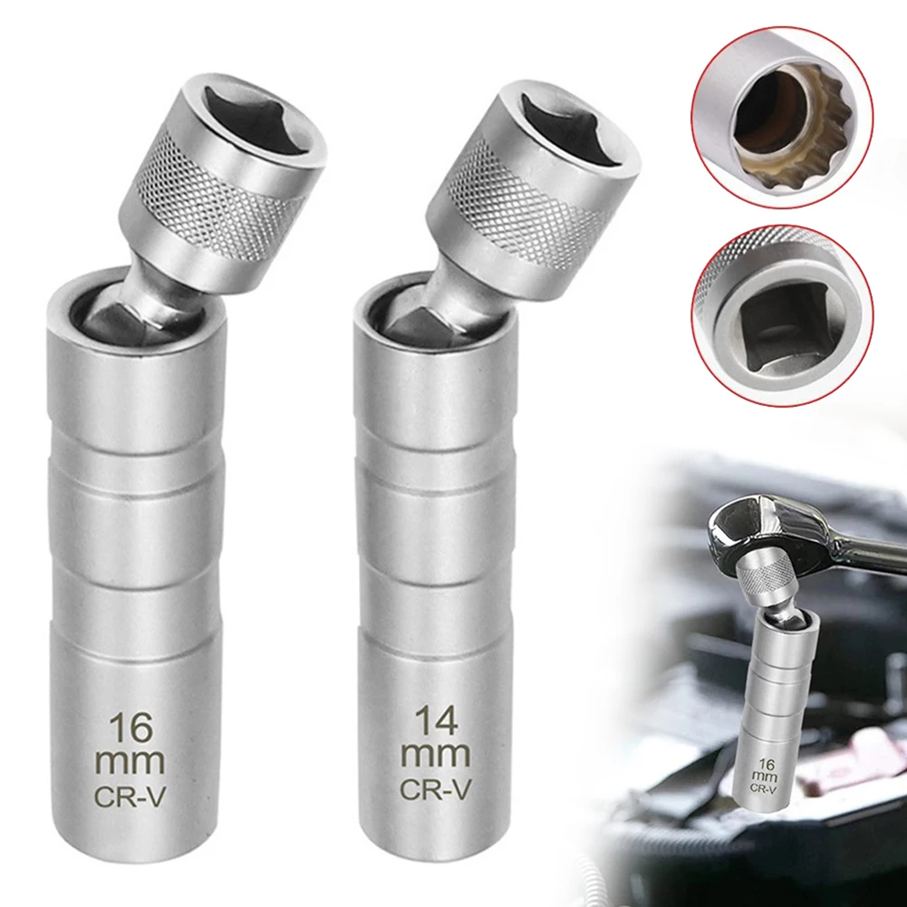 

14/16mm Car Reparing Tool Spark Plug Socket Wrench Magnetic 12 Angle Spark Plug Removal Tool Thin Wall 3/8" Drive Sockets