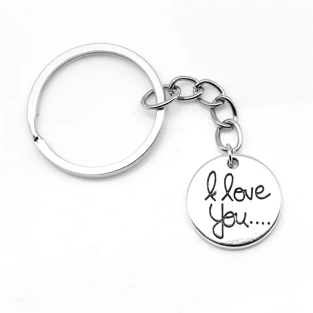 

1pcs Antique Silver Color 20x20mm I Love You Round Plate Keychain Handmade Jewerly Diy