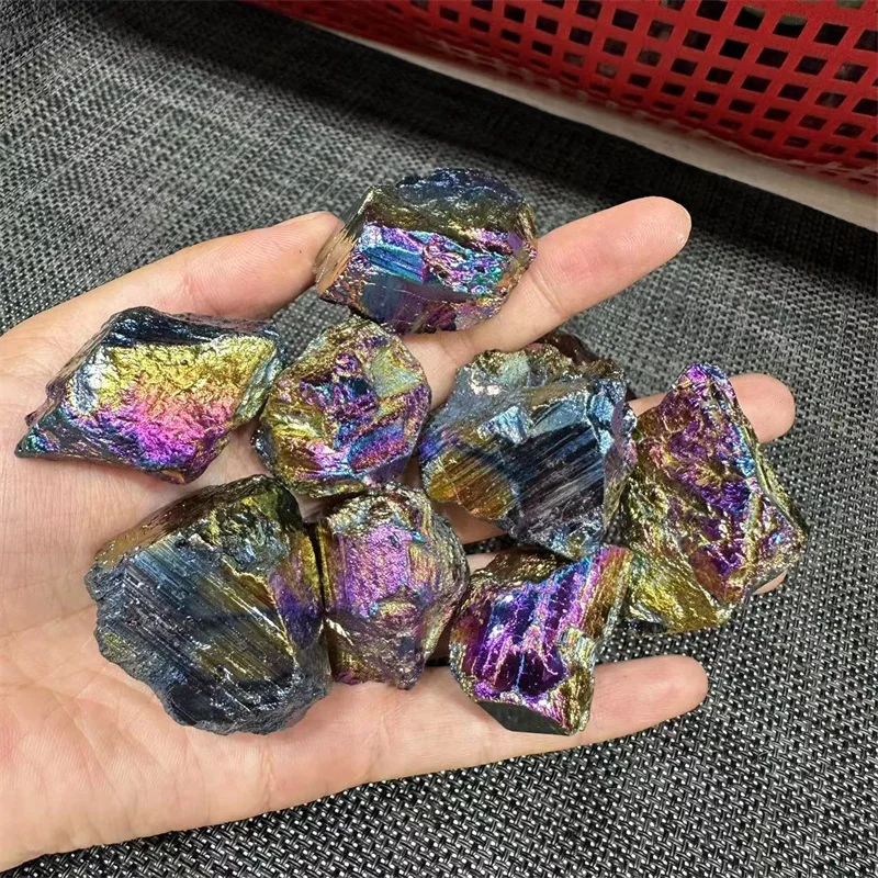 Оригинальный красочный черный зернистый камень, натуральный кварцевый кристалл, необработанный драгоценный камень, ремесло, украшение для дома