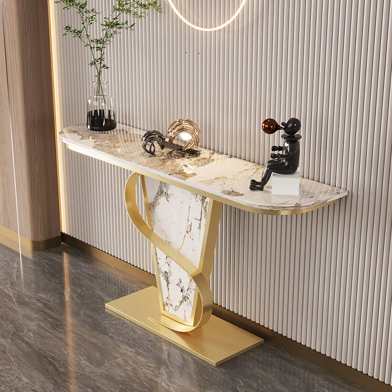 

New Luxury Semi-circle Entry Console Table Creative Ultra-narrow Porch Slate Tea Table Customised Living Room Home Furniture