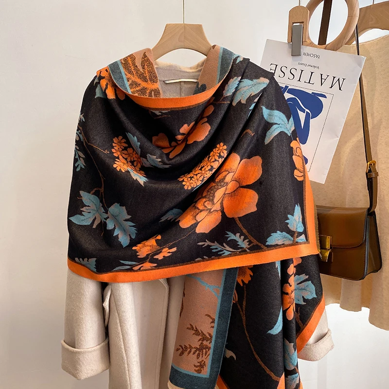 

Fashion Winter Scarf Women's Cashmere Warm Cashmere Scarf Ladies Luxury Scarf Thickened Soft Cloth Vanda Shawl Wrap