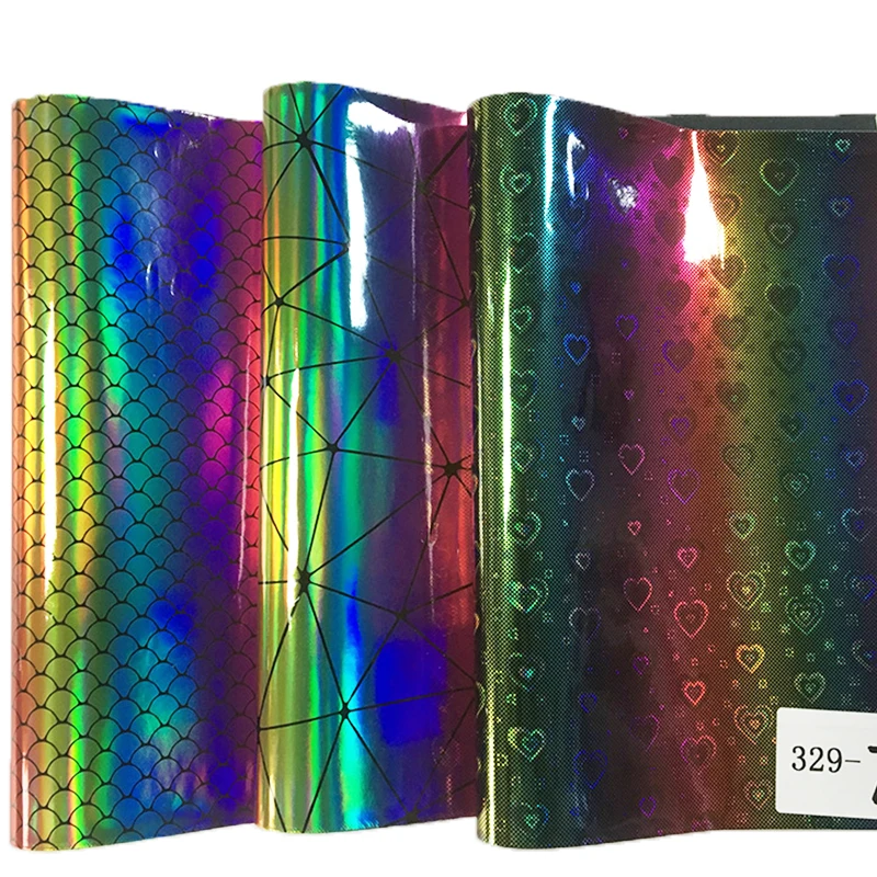 

Glossy rainbow color synthetic leather for jewelry making