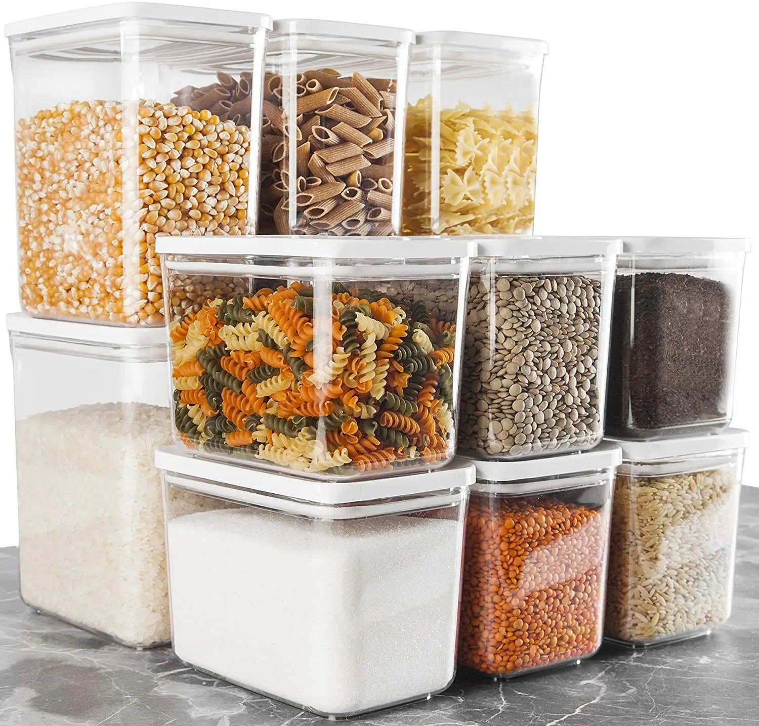 

12 li Set 6 Adet 1400 ML 6 Adet 2200 Vakumlu Kapak BPA İçermeyen сигнализатор Saklama kabi Set Bakliyat Un