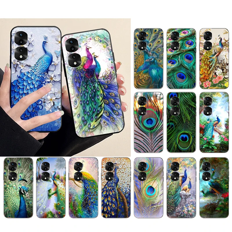 

Phone Case for Huawei Honor X9 X8 X7 X6 70 50 60 Pro 10X 20 Lite 8A 8S 8X 9X 9A 9S 10i Peacock Feathers Case Capa Funda
