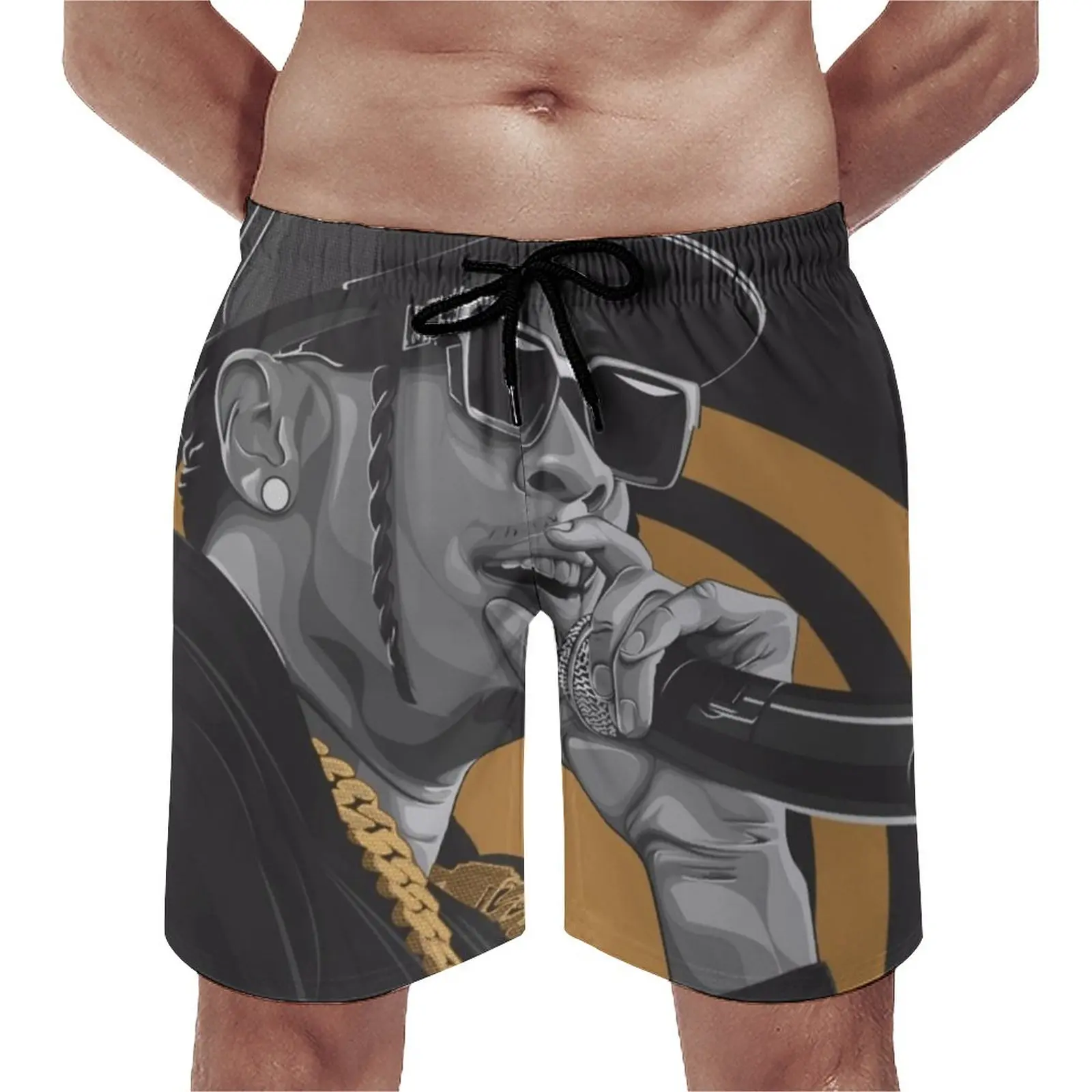 

Tyga Rap Hip Pop Singer Board Shorts Trenky Songwrite Actor Rnb Concert Music Printed Beach Short Pants Male Swimming Trunks