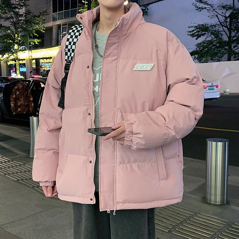 2023 Winter Cotton Padded Coat Mens Solid Loose Puffer Jacket Parkas Casual Female Thickening Warm Outwear