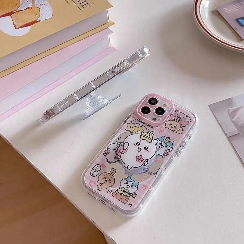 Милый чехол для телефона Kawaii Chiikawa Anime Usagi с зеркалом, мягкий чехол с мультяшным дизайном и воздушной подушкой для iPhone 15 14 13 12 11 Pro Max, очень красивый (art.: 3920d9923bee0) - 3920d9923bee0