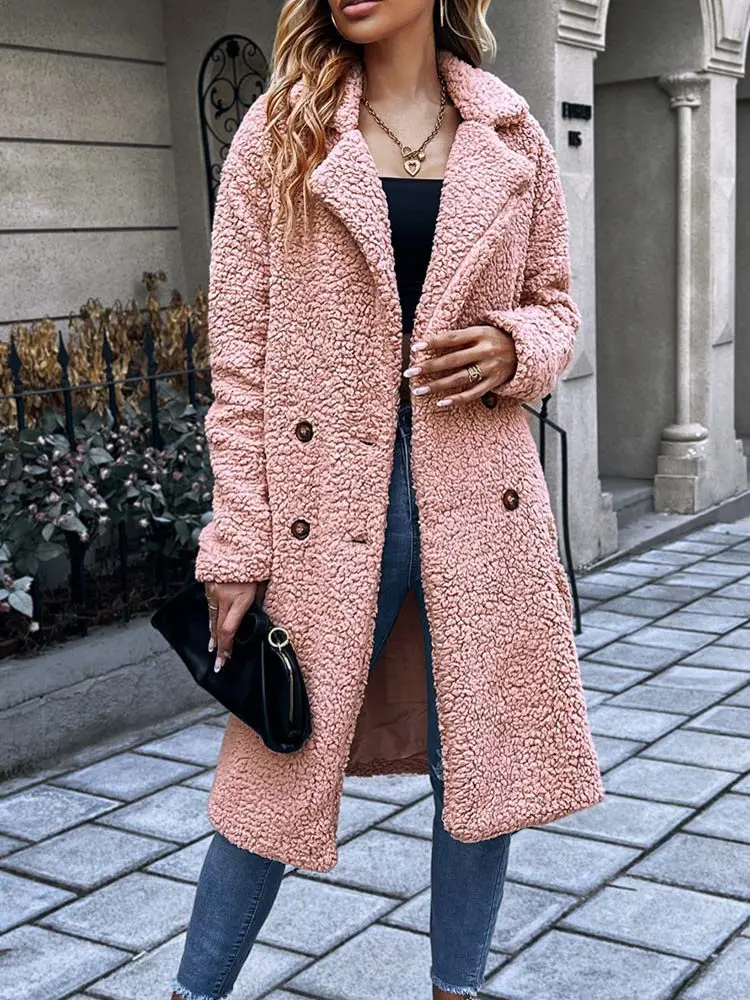 

Autumn Winter Faux Fur Coat Women Thick Warm Teddy Coat Jacket Plush Fluffy Long Coats Female 2022