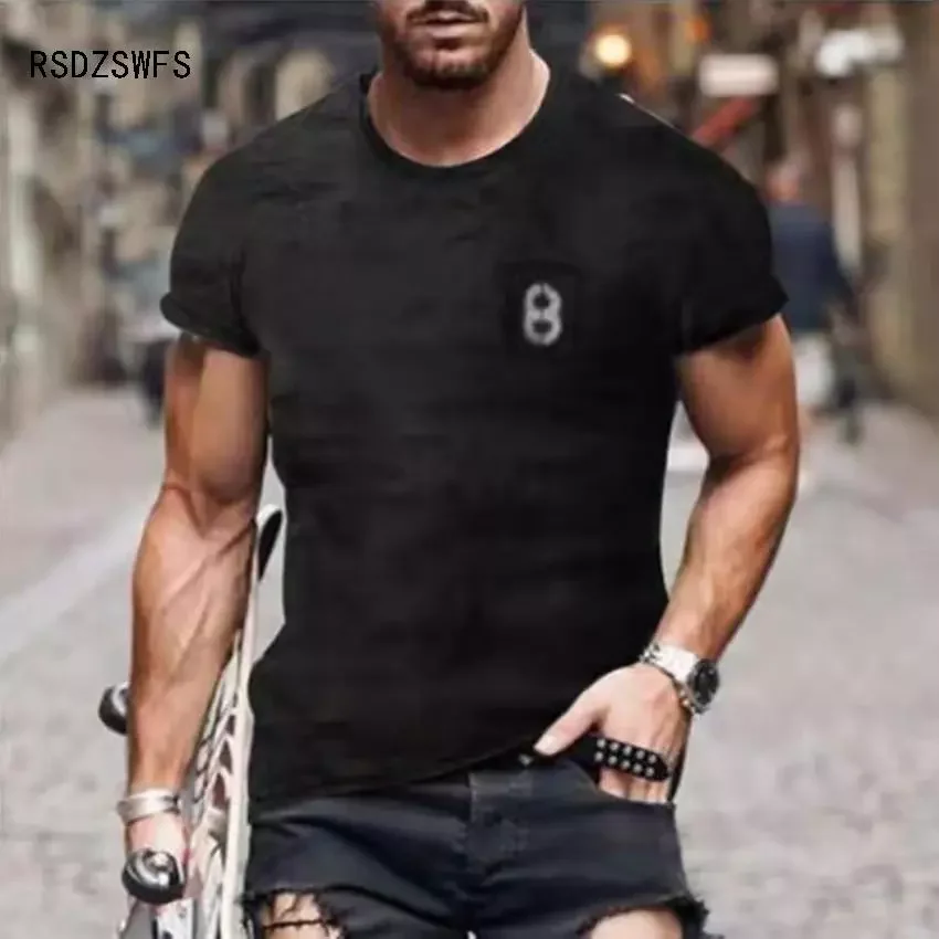 

2023NEW Men Round Collar Loose Retro Military Uniform Simple T-Shirt Summer Street Fashion Fashion Printed Men'S T-Shirt
