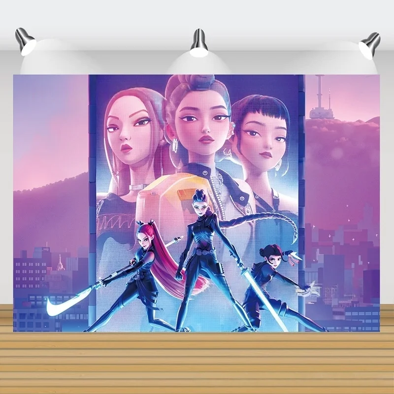 

Фиолетово-золотые украшения для вечеринки KPop Girl Demon Hunters