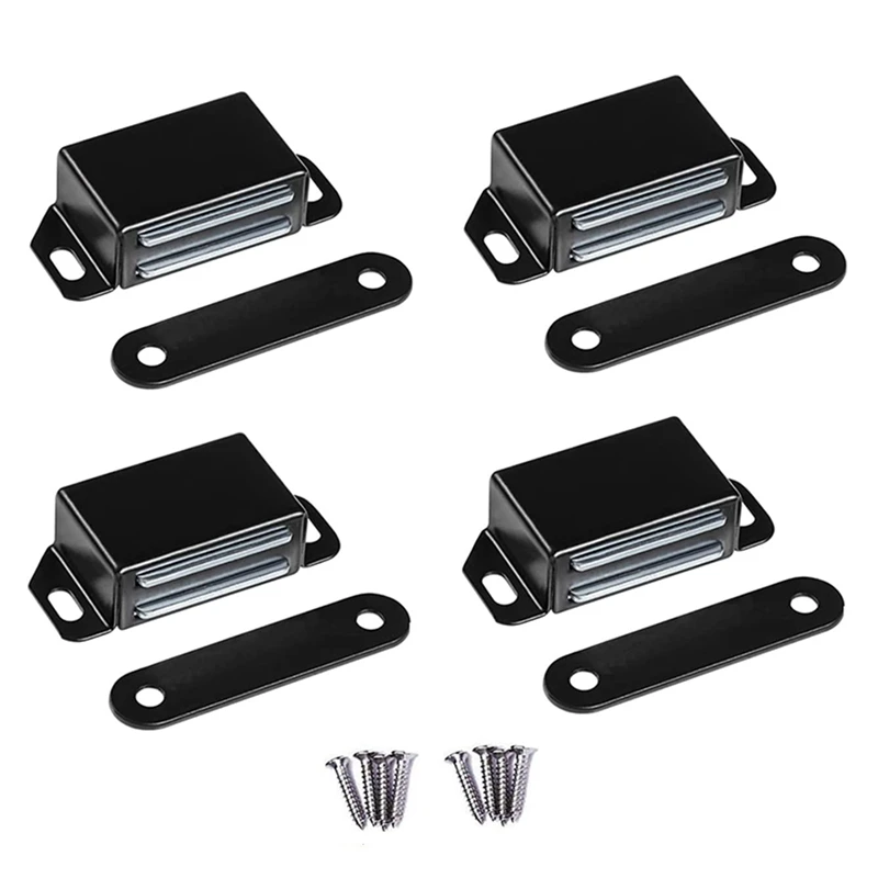 

4-Pack Magnetic Door Catch Stainless Steel Heavy Duty Catch For Kitchen Door Drawer Latch Black