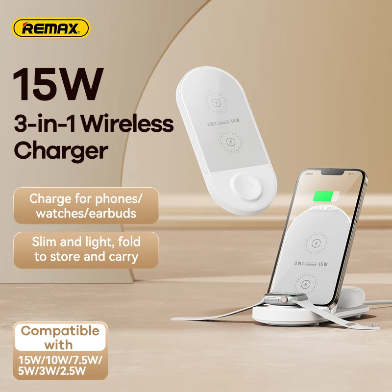 

Remax 3 in 1 Wireless Charger Stand 15W Fast wireless Charging Station for Samsung Xiaomi Mi Huawei for iPhone Watch