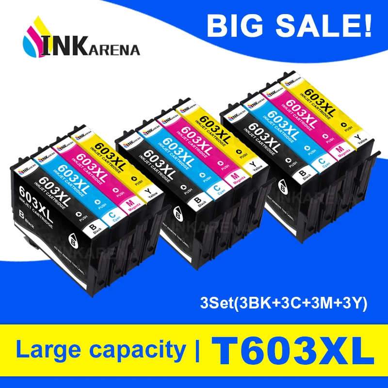 

603 XL Compatible Ink Cartridge for Epson 603XL E603 T603 for XP-2100 XP-3100 WF-2810 XP-3105 XP-4100 XP-4105 WF-2830 XP-2105