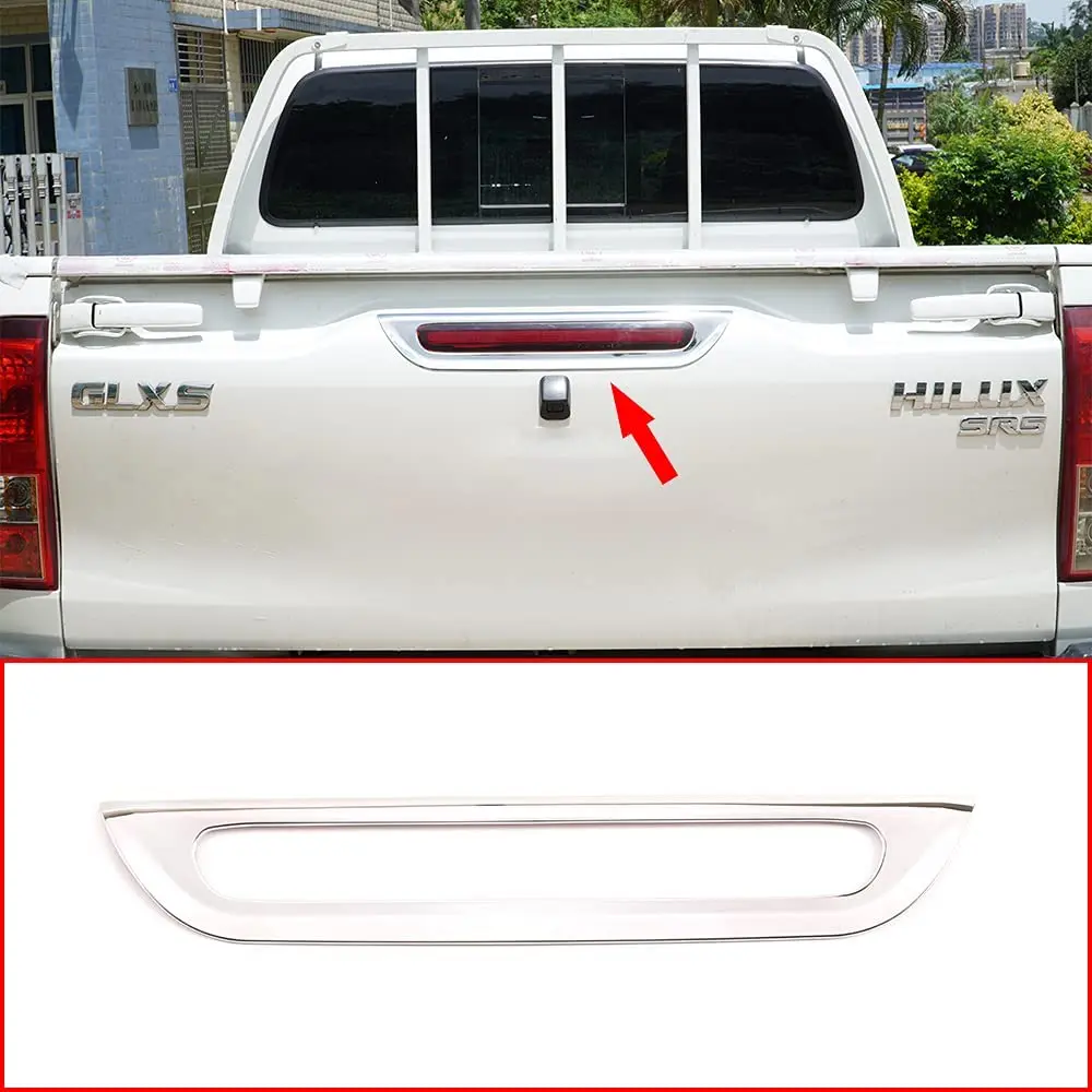 

Car Tail Box Tail Door Panel Brake Light Lamp Frame Trim Fit for Toyota Hilux 2015-2021 Stainless Steel