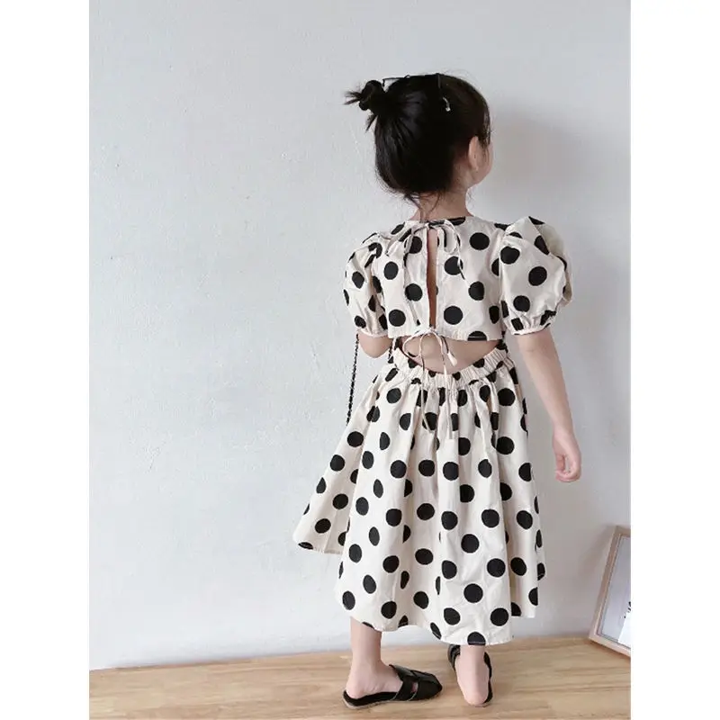 

One Piece Summer New Korean Girl Dresses Fashion Children's Clothing Girl Dot Print Princess Dress Kids Girl Clothes