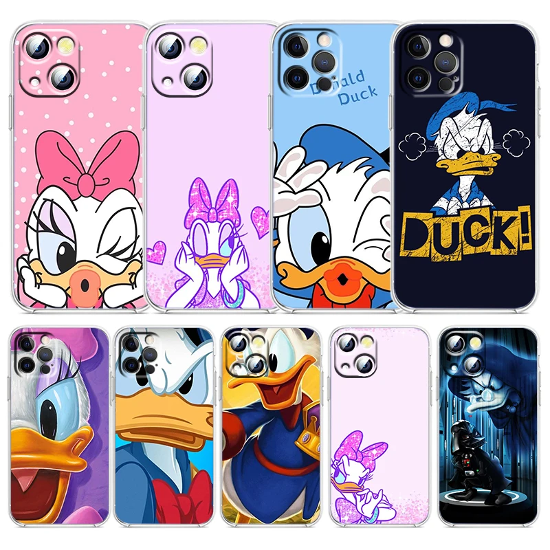 

Disney Cartoon Donald Duck Phone Case For Apple iPhone 14 13 12 Mini 11 XS Pro Max X XR SE 2020 8 7 Plus Transparent Cover