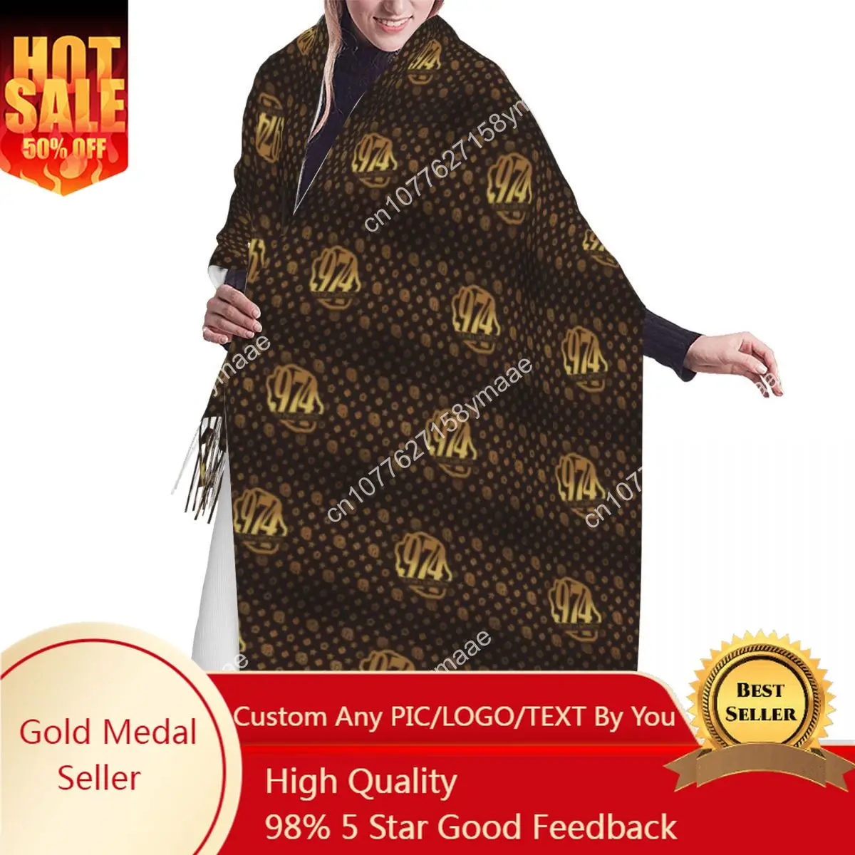 

Custom Saudi Arabia Luxury 974 Reunion Island Tassel Scarf Women Soft Shawl Wrap Ladies Winter Versatile Female Scarves