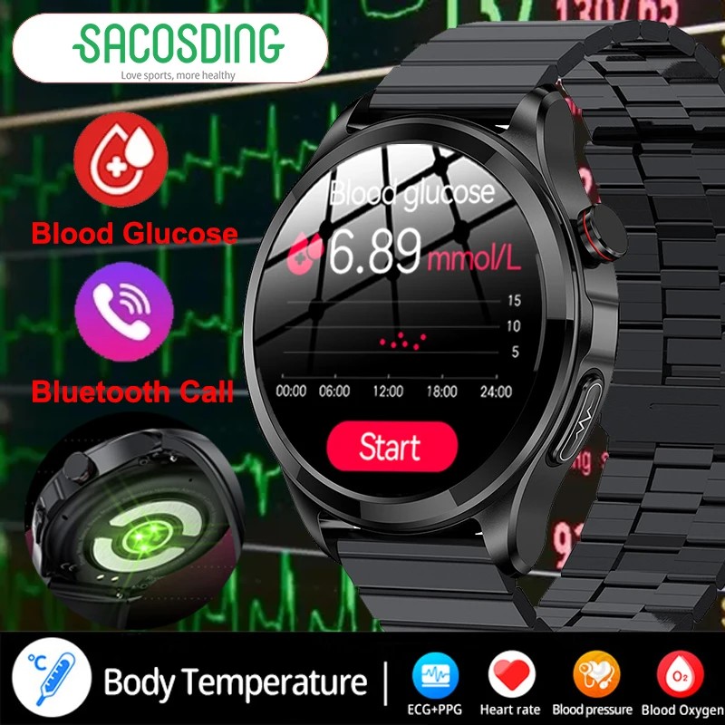 

New ECG+PPG Smartwatch Men Non Invasive Blood Glucose Smart Watch Men Bluetooth Call Clock Women Health Monitor Watches For Men