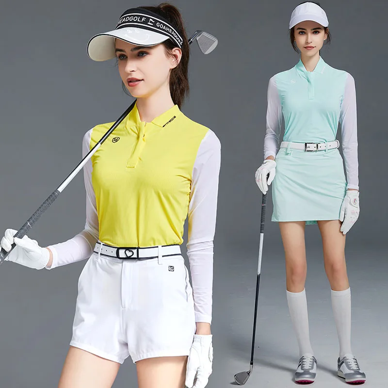 

SG Lady Ice Silk Anti-UV T-shirts Women Sun Protected Golf Shirts Long-sleeved Sports Wear Slim Cooling Golf Outfits Smooth Tops