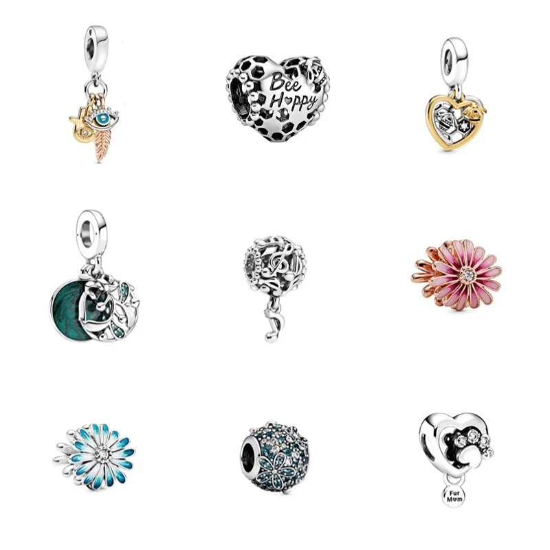 

Silver Moon Cartoon Cat Dog Animal Beaded Charm Fit Pan Charms Bracelet Bead DIY Accessories Women Fashion Jewelry