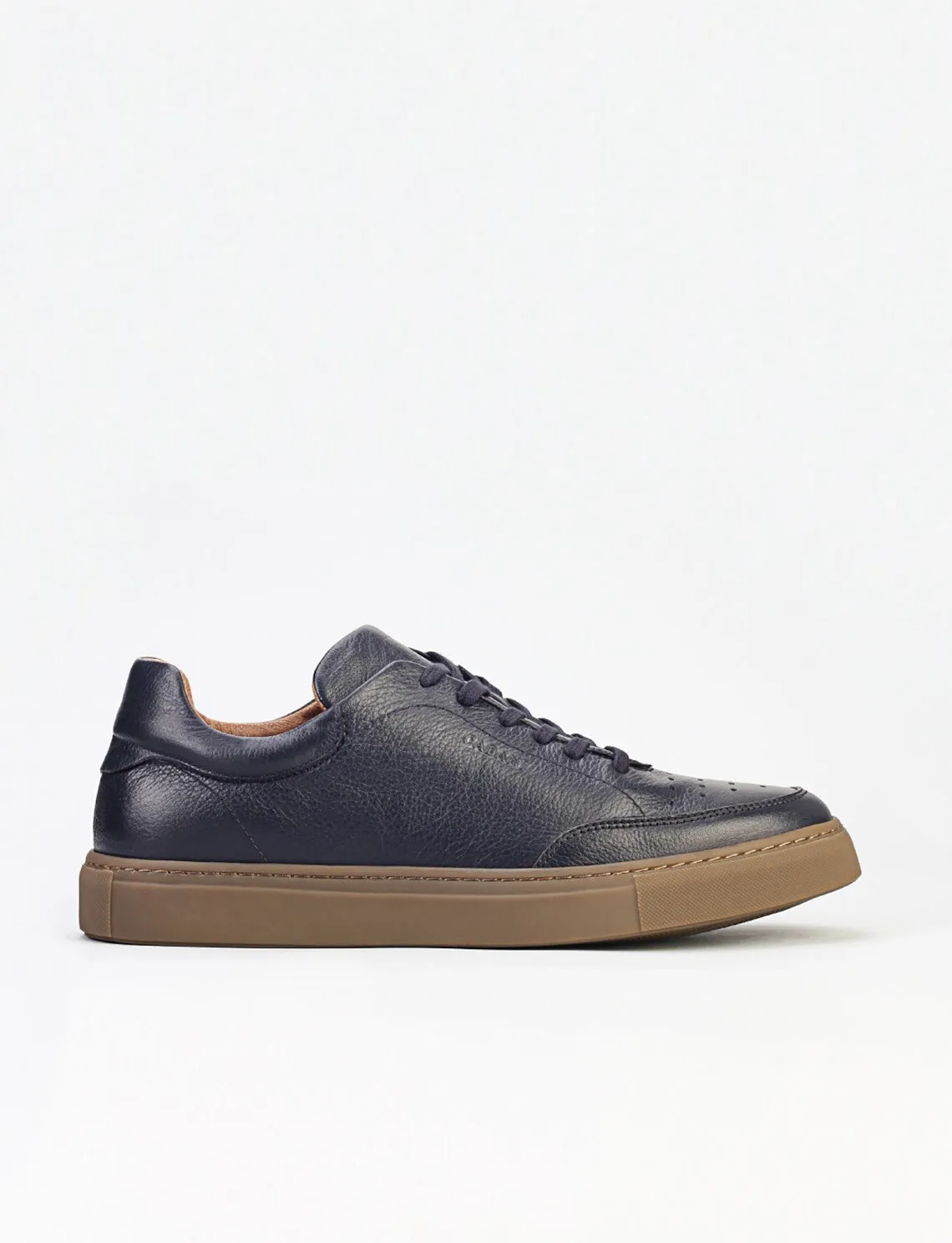 

Genuine Leather Navy Blue Lace-Up Men Sports Shoes