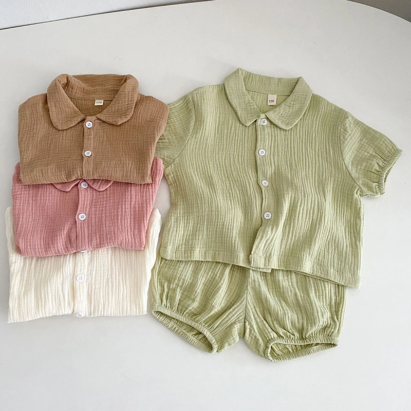 

1-6Yrs Korean Style Baby Girl Clothing Suit Short Sleeve Cotton T-shirt+ Shorts Pajama Suit Summer Baby Girl Clothes Set