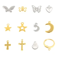 20pcslot stainless steel charms jewelry making supplies butterfly charm cross pendant moon accessories diy earrings charm