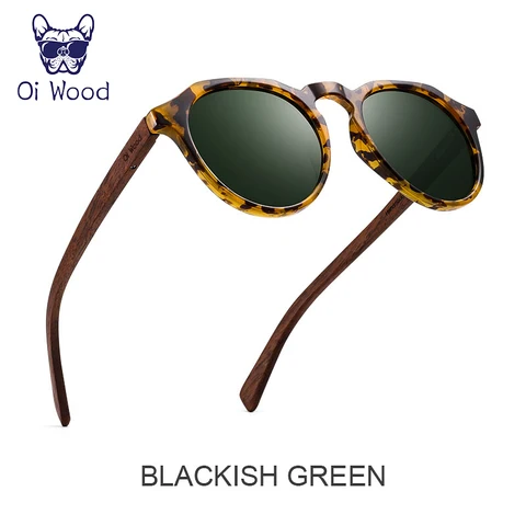 Oi Wood Солнцезащитные очки из поликарбоната, круглые, красные линзы