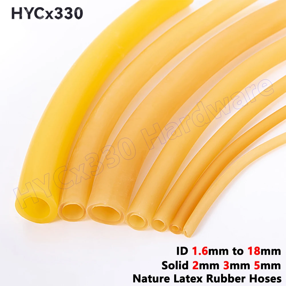 

ID 1,6 мм до 18 мм, шланги из натуральной латексной резины, трубки с желтой лентой, эластичные детали для DIY, твердые 2 мм, 3 мм, 5 мм