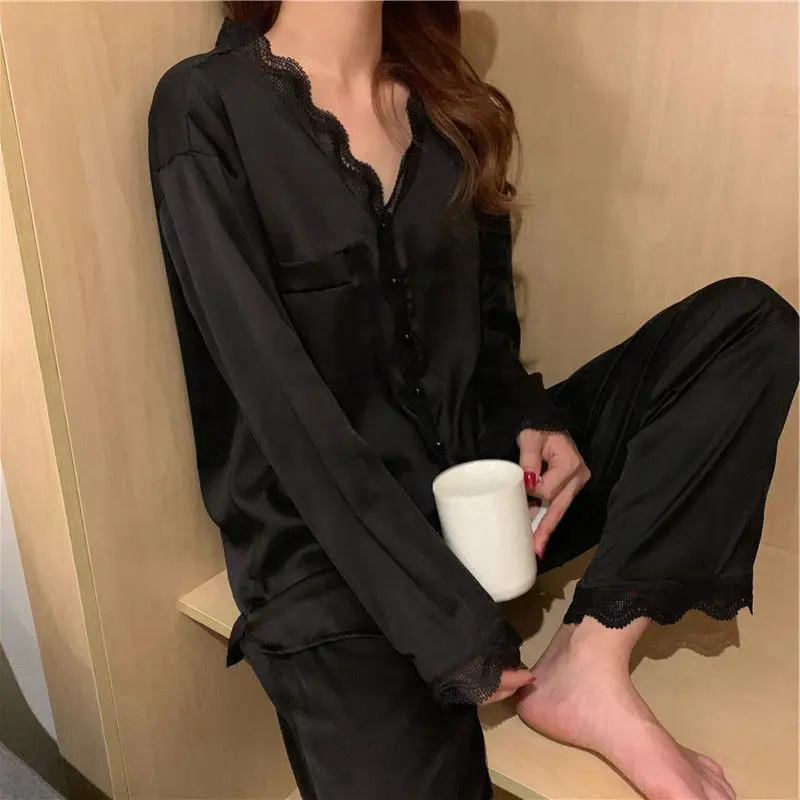 

2022 Spring New Fashion Comfortable Casual Pajamas Women Sexy Korean Two-piece Loose Outer Wear Long Sleeve Suit Homewear