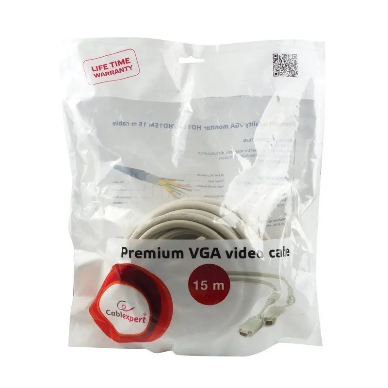 Кабель VGA 15 м GEMBIRD М-M тройной экран для передачи аналогового видео CC-PPVGA-15M-B |