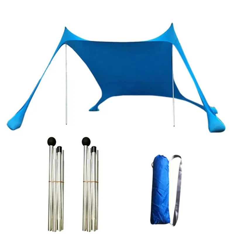 

Pop Up Beach Tent Sun Shelter Upf50+ With Sand Shovel Ground Pegs And Stability Poles Use For Camping