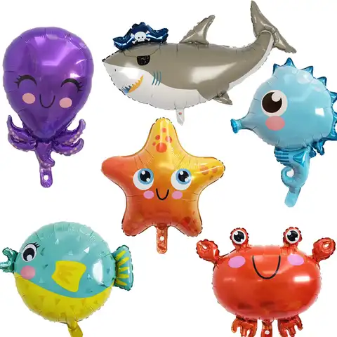 Океанская версия, морской мир, Космический осьминог, Акула, краб, воздушные шары, детские игрушки, украшение для дня рождения, товары для дет...