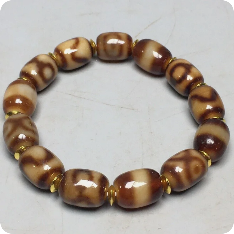 Power Energy Тибетский старый маслянистый агат Дзи *Несколько узоров* Браслет из