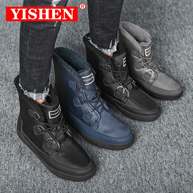 

YISHEN Men Boots Stylish Ankle Boots For Men Women Casual Shoes Snow Boots Warm Plush Lined Winter Chaussures Pour Hommes