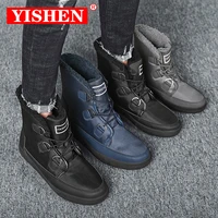 yishen men boots stylish ankle boots for men women casual shoes snow boots warm plush lined winter chaussures pour hommes