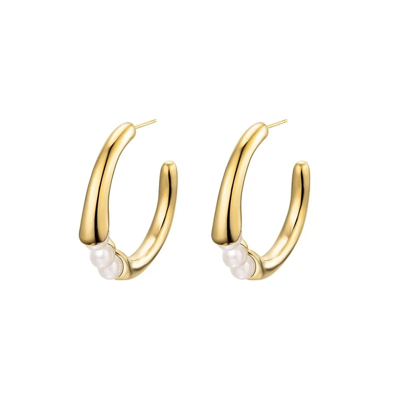 

Pearl large ring earrings, retro and fashionable design, temperament earrings, elegant temperament earrings, 2022 Earrings