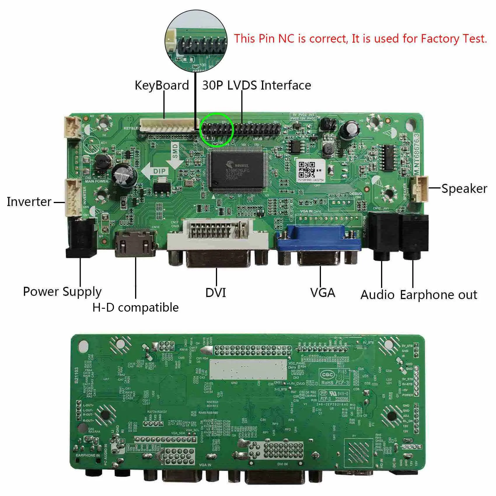 Фото Плата контроллера LVDS DVI VGA Audio для ЖК-панелей 15 дюймов 1024x768 TM150TDSG70 и 15.1 дюйма 1024x768 G150XGE-L04 №2