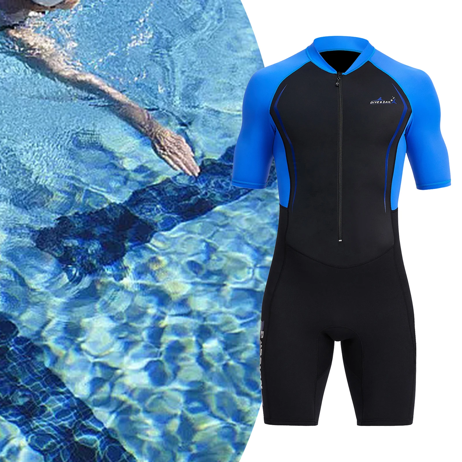 Mens Shorty Wetsuit 1.5mm Sun Protective One Piece Full Body Diving Suit Swimming pool Scuba Diving Snorkeling Suit images - 6