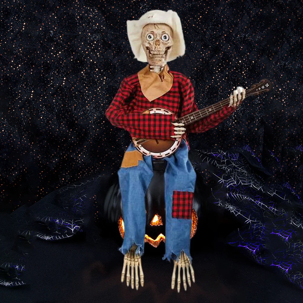 Хэллоуин анимированные скелеты банджо играющие жуткие украшения для декора
